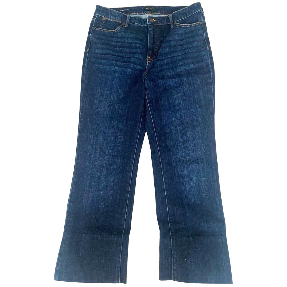 Talbots Barely Boot Cut Jeans 10 Short Dark Wash Indigo High Rise Denim Stretch - Picture 2 of 10